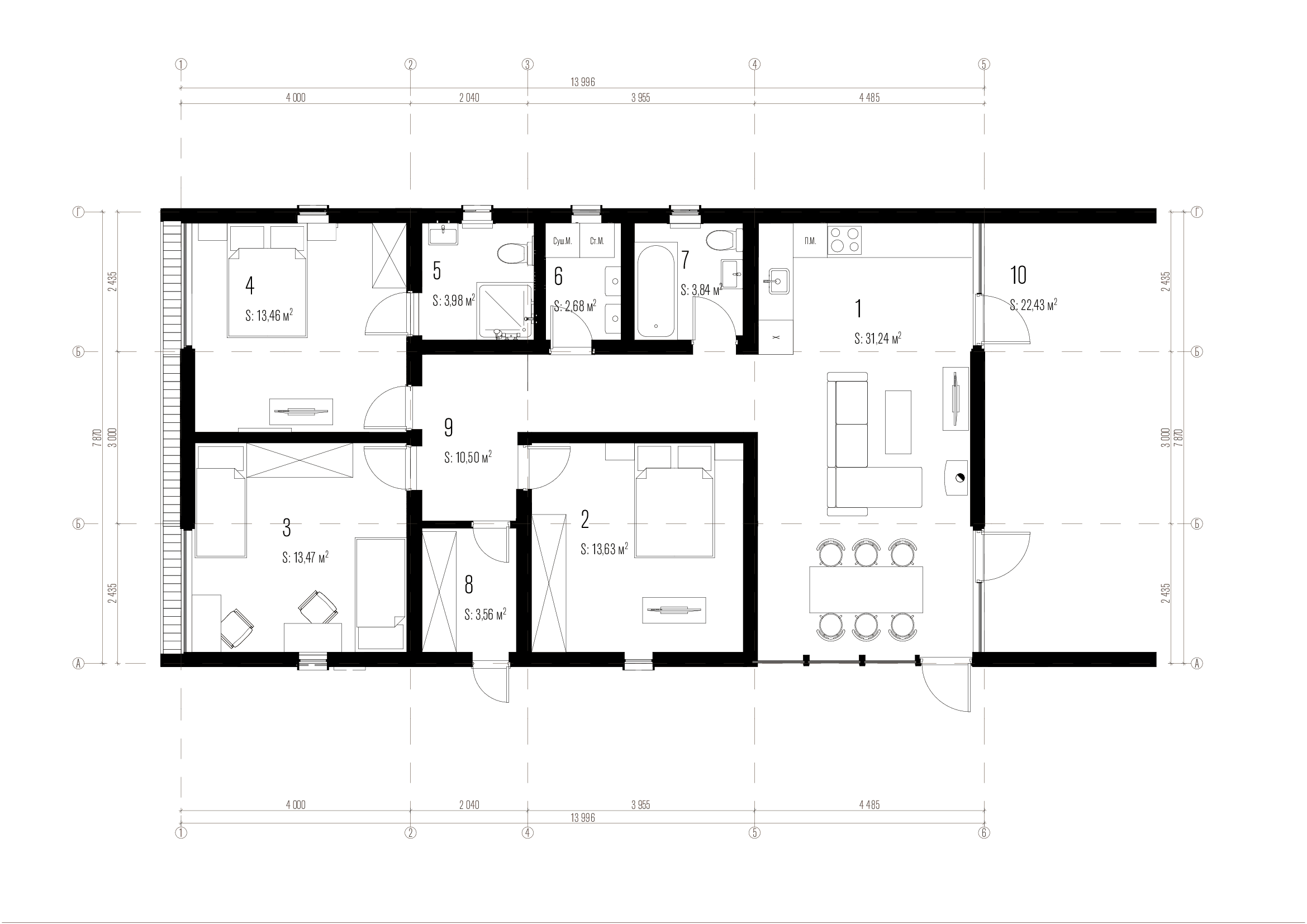 Схема модульного дома 96м2
